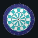 Dart Board: White, Turquoise, And Navy Blue Dart Board<br><div class="desc">White,  Turquoise,  And Navy Blue Colored Dart Board Game Including 6 Brass Darts</div>