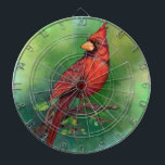 Dart Board with Northern Red Cardinal Bird<br><div class="desc">Beautiful Northern Red Cardinal Bird Painting Art Watercolor Migned - Green</div>
