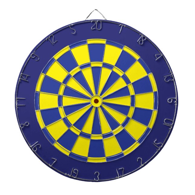 Dart Board: Yellow, Blue, And Navy Dartboard (Front)