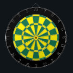 Dart Board: Yellow, Green, And Black Dartboard<br><div class="desc">Yellow,  Green,  And Black Colored Dart Board Game Including 6 Brass Darts</div>