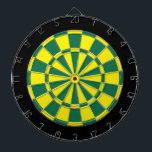 Dart Board: Yellow, Green, And Black Dartboard<br><div class="desc">Yellow,  Green,  And Black Colored Dart Board Game Including 6 Brass Darts</div>