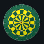 Dart Board: Yellow, Green, And Dark Green Dartboard With Darts<br><div class="desc">Yellow,  Green,  And Dark Green Colored Dart Board Game Including 6 Brass Darts</div>