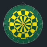Dart Board: Yellow, Green, And Dark Green Dartboard With Darts<br><div class="desc">Yellow,  Green,  And Dark Green Colored Dart Board Game Including 6 Brass Darts</div>