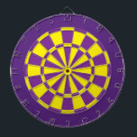 Dart Board: Yellow, Purple, And Dark Purple Dart Board<br><div class="desc">Yellow,  Purple,  And Dark Purple Colored Dart Board Game Including 6 Brass Darts</div>