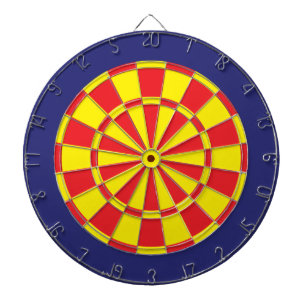 Dart Board: Yellow, Red, And Navy Blue Board
