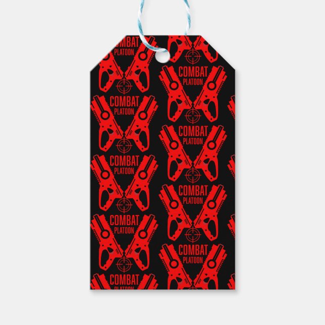 Dart Gun Battle Birthday Gift Tags (Front)