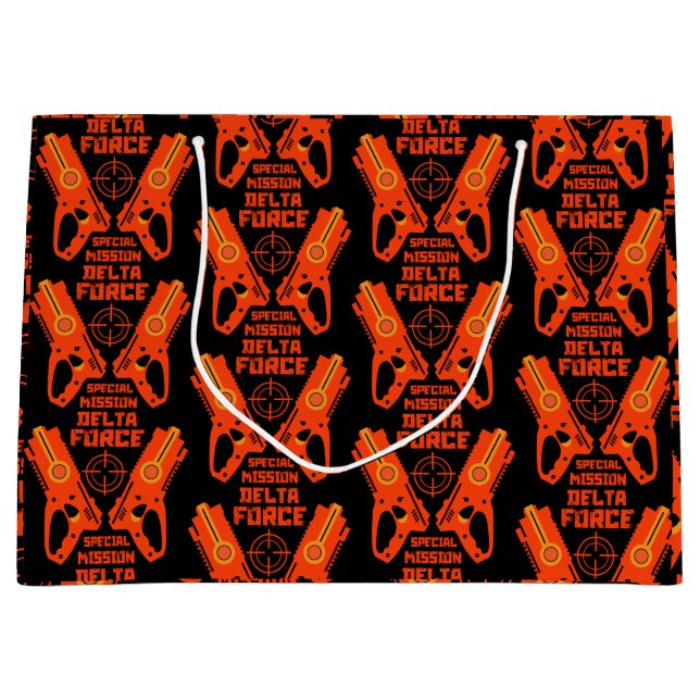 Dart Gun Battle Birthday Large Gift Bag (Front)