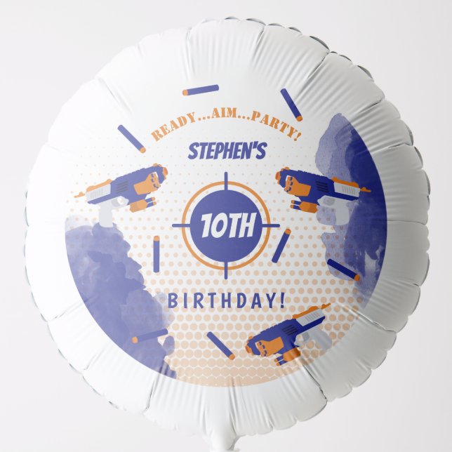 Dart Gun Battle War Boys Birthday Party Balloon (Front)