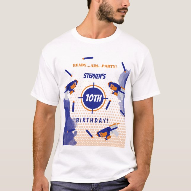 Dart Gun Battle War Boys Birthday Party Dad T-Shirt (Front)