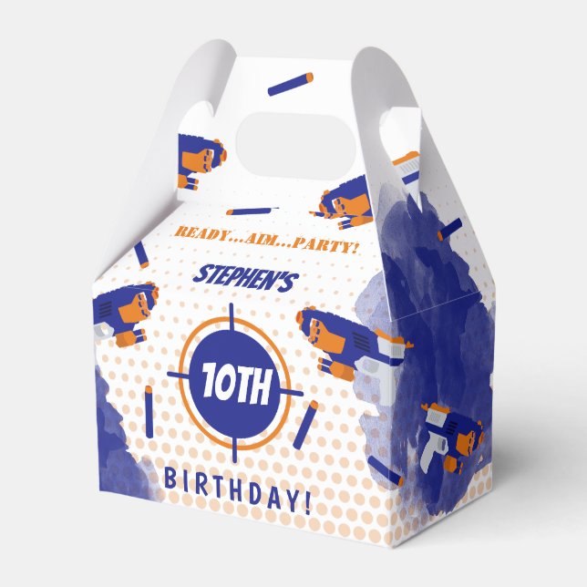 Dart Gun Battle War Boys Birthday Party Favor Boxes (Front Side)