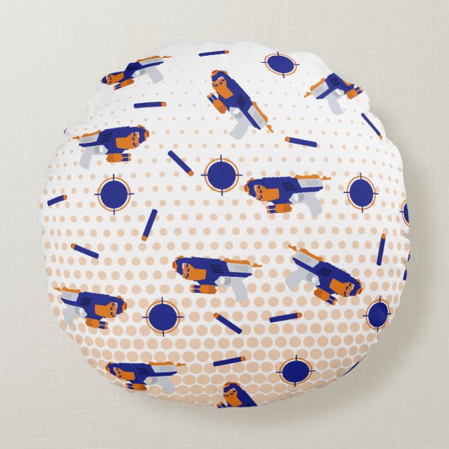 Dart Gun Battle War Boys Target Pattern Round Pillow (Front)