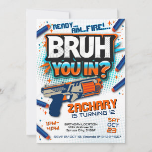 Dart gun birthday invitation   Dart gun war