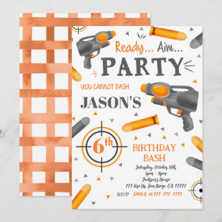 Dart Gun Birthday Invitations