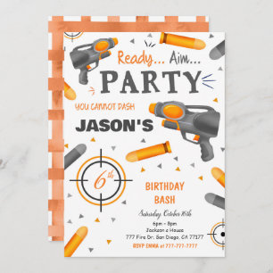 Dart Gun Birthday Party Invitation