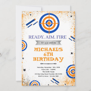 Dart gun birthday party invitation