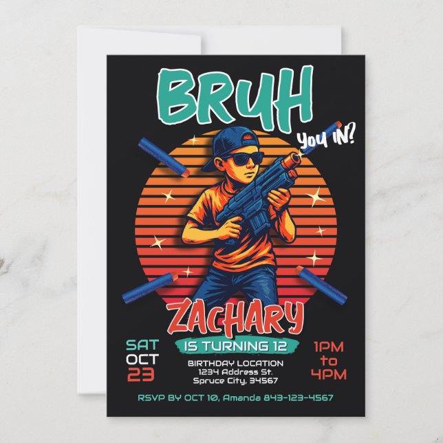 Dart Gun Birthday Party Invitation (Front)