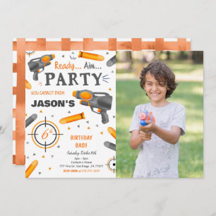 Dart Gun Birthday Party Photo Invitation