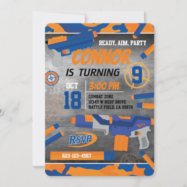 Dart Gun Invitation (Front)