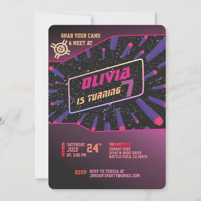 Dart Gun Invitation (Front)