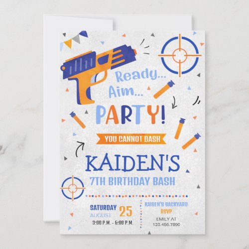 Dart Gun Party Birthday Invitation