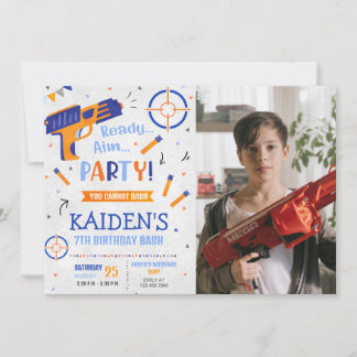 Dart Gun Party Birthday Photo Invitation