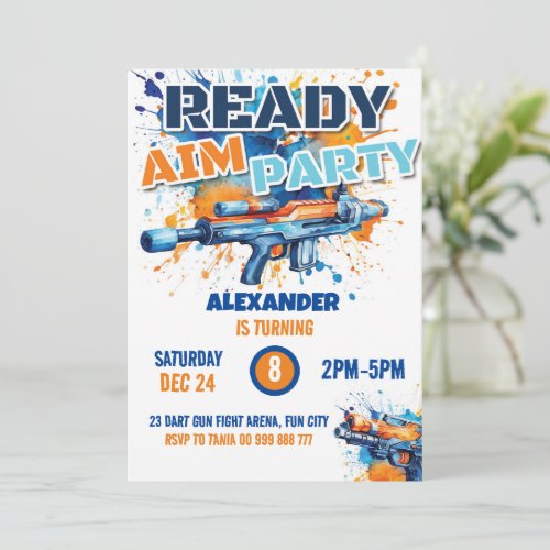 Dart Gun Party Boy Birthday Camo  Invitation