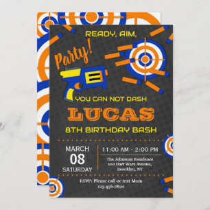 Dart Gun Wars Birthday Party Invitation
