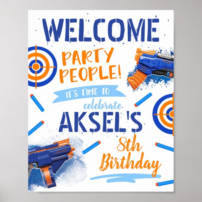 Dart Gun Welcome Poster | Dart Party (Front)