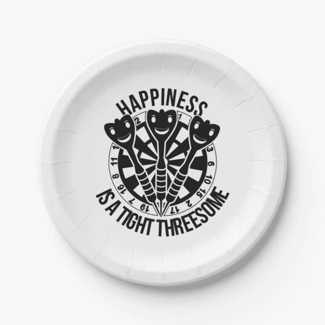 Dart Happiness Is A Tight Threesome Paper Plates (Front)