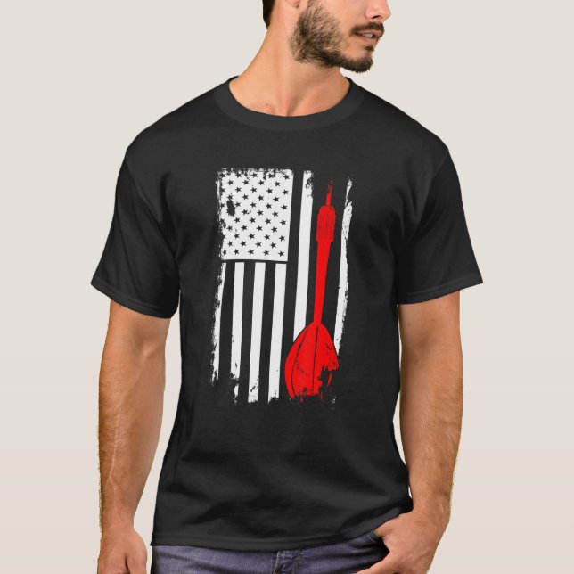 Dart Lover Player Darts ArrAmerican Flag T-Shirt (Front)