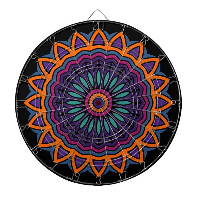 DART Mandala - Flower Dartboard With Darts (Front)