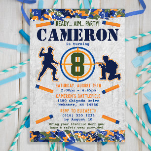 Dart Military Birthday Party Dart Camo Soldiers Invitation
