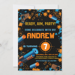 Dart Party Birthday Invitation   Dart Gun