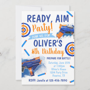 Dart Party Birthday Invitation   Dart Gun