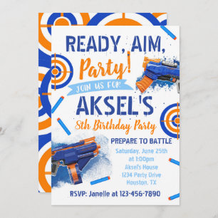 Dart Party Birthday Invitation   Dart Gun