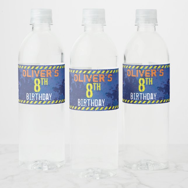 Dart Soldiers Blue Grunge Birthday Party Water Bottle Label (Bottles)