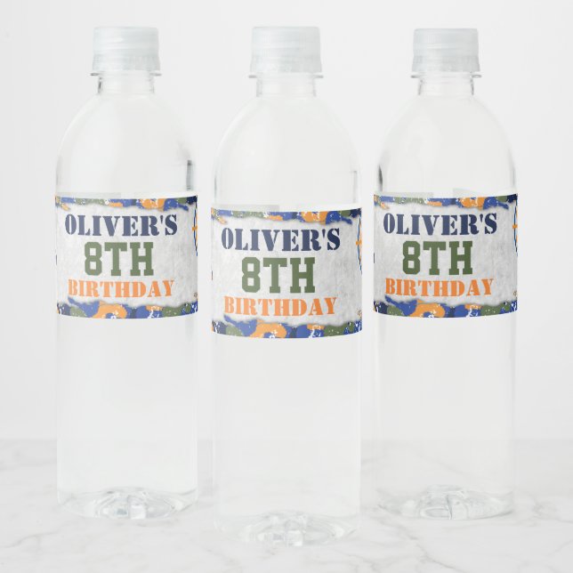 Dart Soldiers Camo Military Birthday Party Water Bottle Label (Bottles)