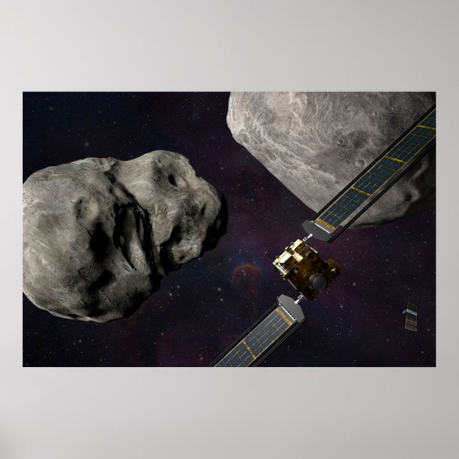 Dart Spacecraft And The Liciacube Prior To Impact Poster (Front)