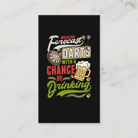 Dart Throwing Dartboard 180 Darts And Beer Business Card