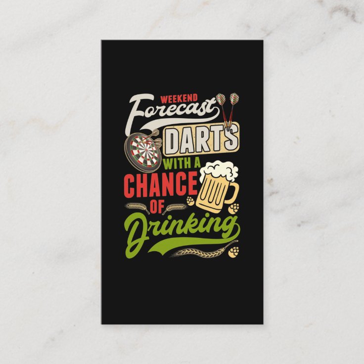 Dart Throwing Dartboard 180 Darts and Beer Business Card | Zazzle