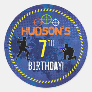 Dart Wars Party Dart Gun Birthday Classic Round Sticker