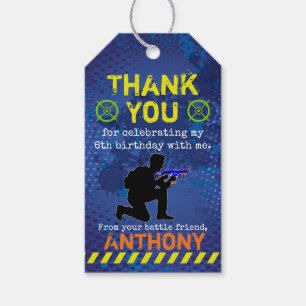 Dart Wars Party Dart Gun Birthday Gift Tags