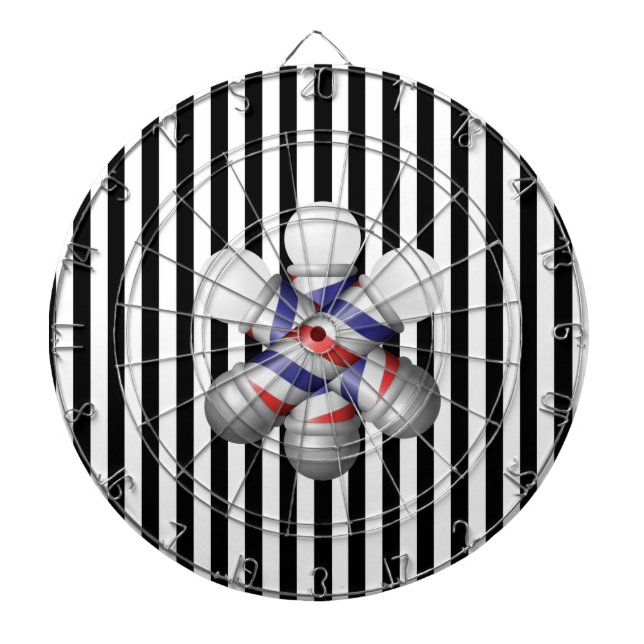 Dartboard Black & White Stripe Barber Pole Barbers (Front)