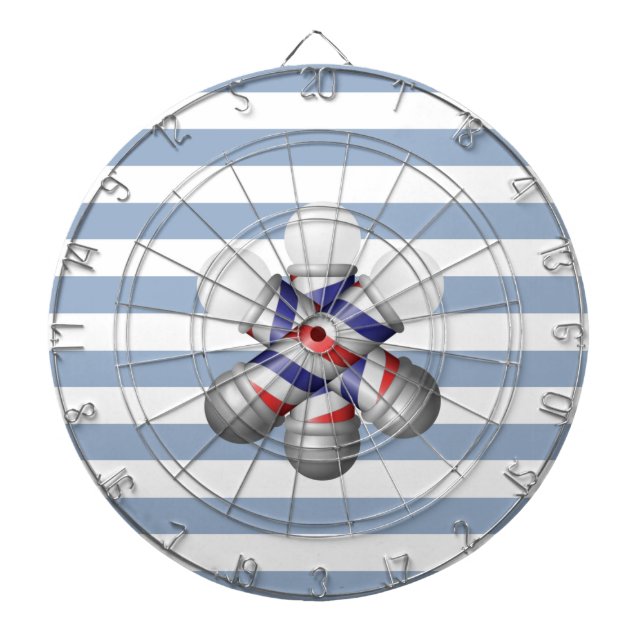 Dartboard Blue & White Stripe Barber Pole Barbers (Front)