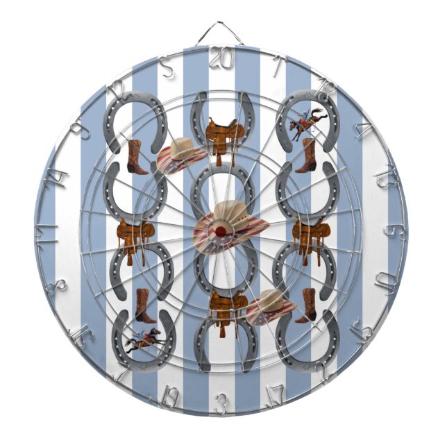 Dartboard Blue & White Stripe Horse Saddle (Front)