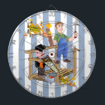 Dartboard Blue & White Stripe Under Construction<br><div class="desc">Dartboard</div>