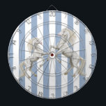 Dartboard Blue & White Stripe White Horse<br><div class="desc">Dartboard</div>