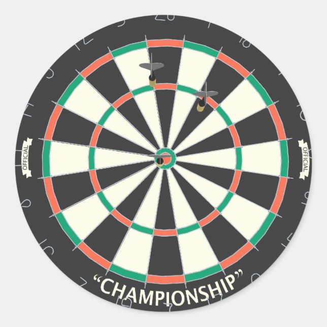 Dartboard & Darts: 3D Model: Classic Round Sticker (Front)