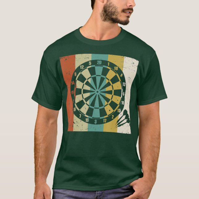 Dartboard Darts Dart Aiming Throw Retro T-Shirt (Front)