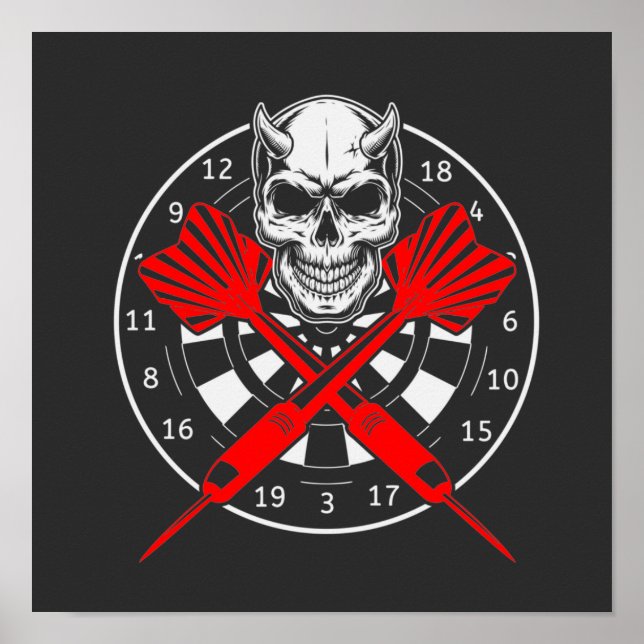 Dartboard Darts Skull     Poster (Front)